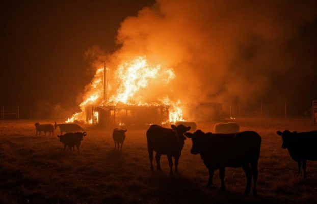 Tərtərdə yanğın - İnəklər və 2500 preslənmiş ot kül oldu