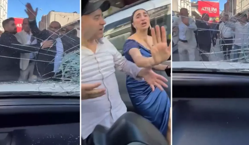 Toy karvanının ortasında qalan ər-arvad dəhşətli anlar yaşadı - VİDEO