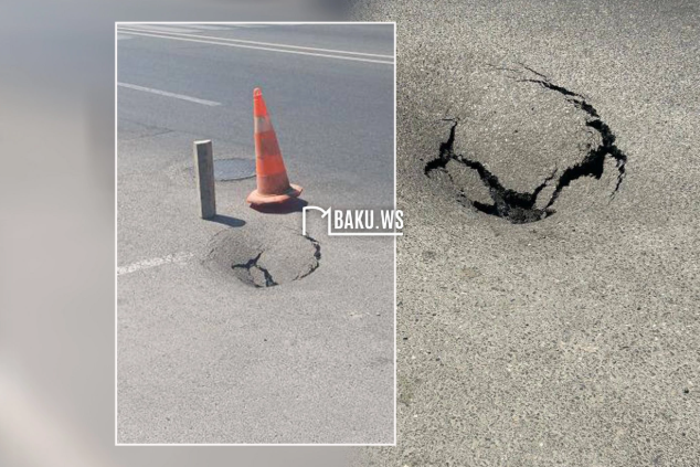 Bakının daha bir yolunda ÇÖKMƏ RİSKİ - DİQQƏTLİ OLUN!