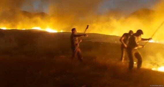 Ağdamdakı yanğının söndürülməsinə helikopterlər cəlb edildi