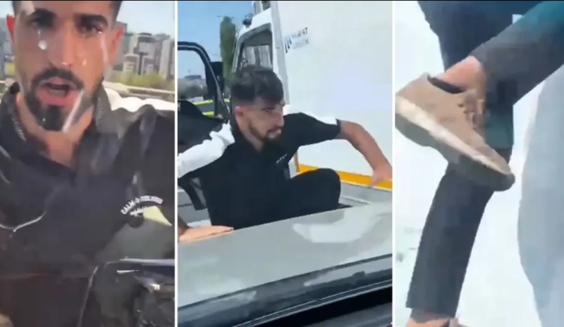 Qadın sürücüyə hücum edərək maşının güzgü və şüşələrini sındırdı