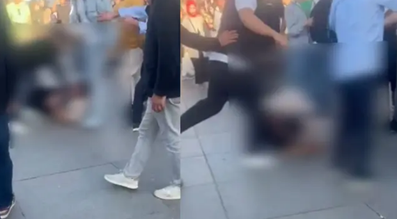 Gizli şəkildə 16 yaşlı qızın şəklini çəkdi, ətrafdakılar tərəfindən dəqiqələrlə döyüldü - VİDEO