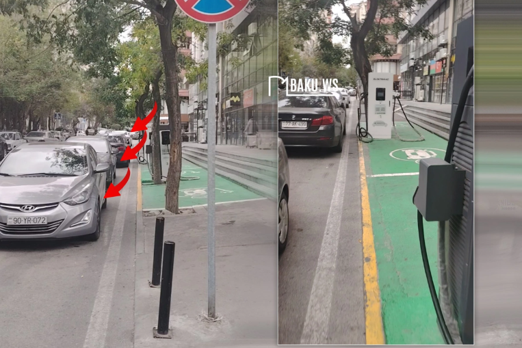 Bakıda bu küçədə sürücülər TƏNGƏ GƏLİB - Avtomobillərini şarj edə bilmirlər