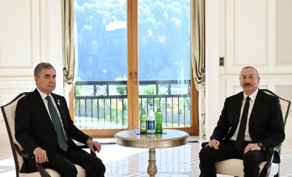 İlham Əliyev Qəbələdə Türkmənistan Xalq Məsləhətinin sədri ilə görüşüb