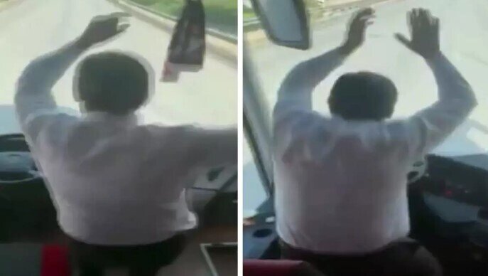 Sürücünün hərəkəti böyük etiraz doğurdu: Sükandan əlini çəkib oynamağa başladı - VİDEO