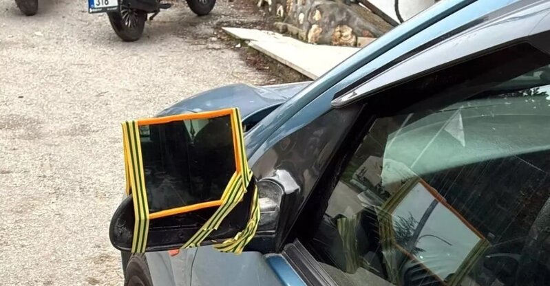 Sürücüdən yaradıcı həll: qırılan güzgünü ev aynası ilə əvəz etdi