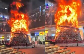 Çində Milad ağacı yandı - "Müsəlmanlar yandırdı" iddiası yalan çıxdı