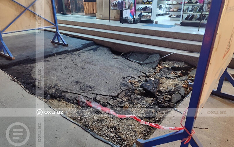 Asfaltlanandan bir gün sonra çökdü - Fotolar - Yenilənib
