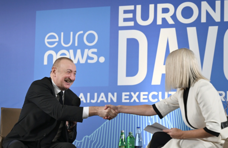 İlham Əliyev Davosda "Euronews" televiziyasına müsahibə verib