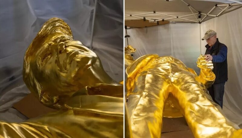 Qızıldan Tramp heykəli: Bahalı abidə həm heyranlıq, həm də qəzəb yaratdı