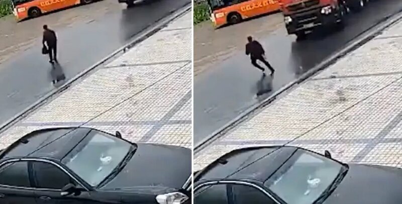 Diqqətsiz addımı az qala faciəyə səbəb olacaqdı - VİDEO