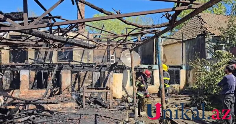 Masallıda baba və nəvə yanaraq öldü - Fotolar