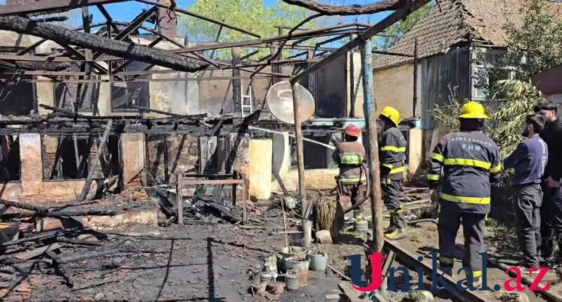 Masallıda baba və nəvə yanaraq öldü - Fotolar