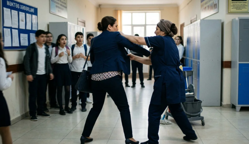 Ağdamda məktəb direktoru ilə xadimənin dava etməsinin səbəbi bilindi - TƏFƏRRÜAT