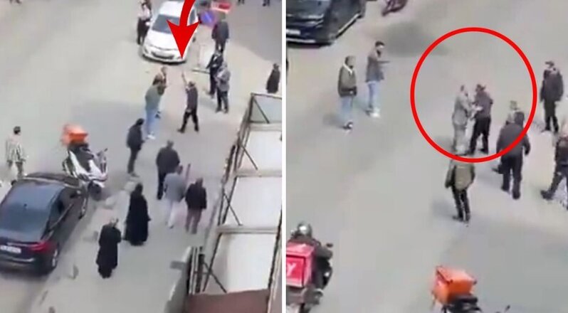 Qəzəbli ata kəsici alətlə qızının iş yerinə basqın etdi - VİDEO