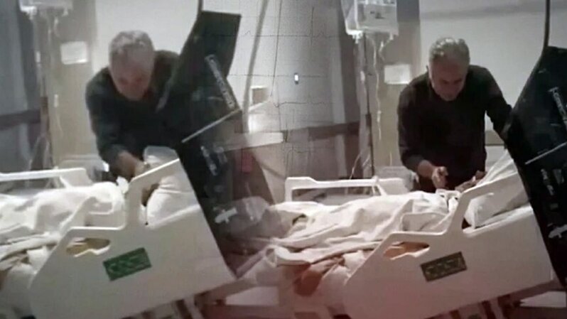 Xəstə yatağında olan atasını döydü - VİDEO