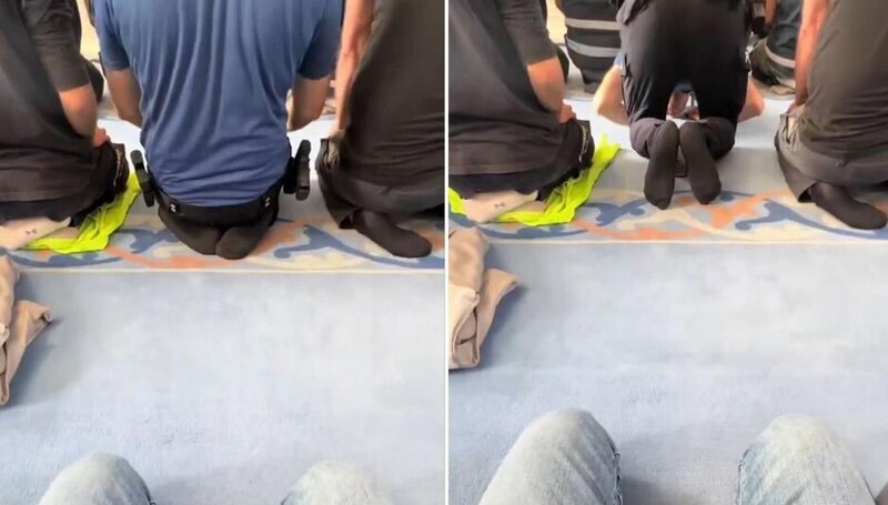 Namaz qılan polis məmurunun görüntüsü sosial mediada gündəm oldu - VİDEO