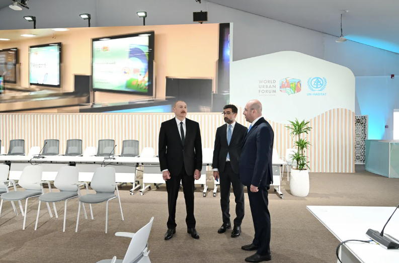 Prezident İlham Əliyev Bakı Olimpiya Stadionunun ərazisində WUF13 ilə bağlı görülən işlərlə tanış olub - FOTO
