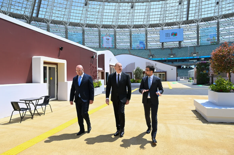 Prezident İlham Əliyev Bakı Olimpiya Stadionunun ərazisində WUF13 ilə bağlı görülən işlərlə tanış olub - FOTO
