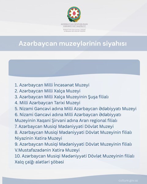 Mayın 18-i muzeylərə pulsuz gedə bilərsiniz