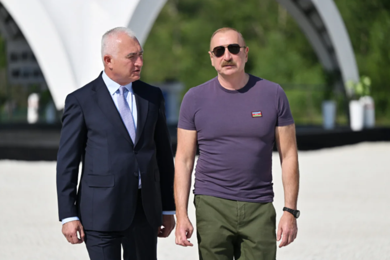 Prezident İlham Əliyev Laçında "Həkəriçay" su anbarının təməlini qoyub - FOTO