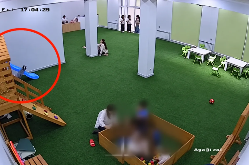 Sumqayıtda uşaq bağçasındakı hadisə ilə bağlı polis hərəkətə keçdi - Video