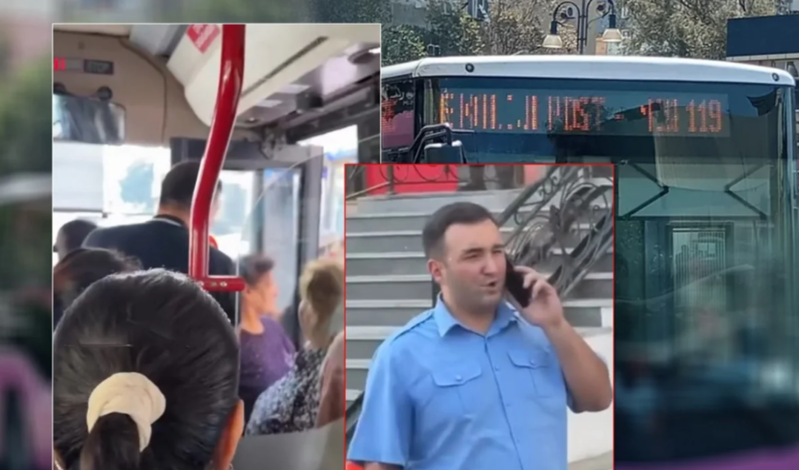 Sürücü sərnişindən küsdü, avtobusu sürməkdən imtina etdi - Video