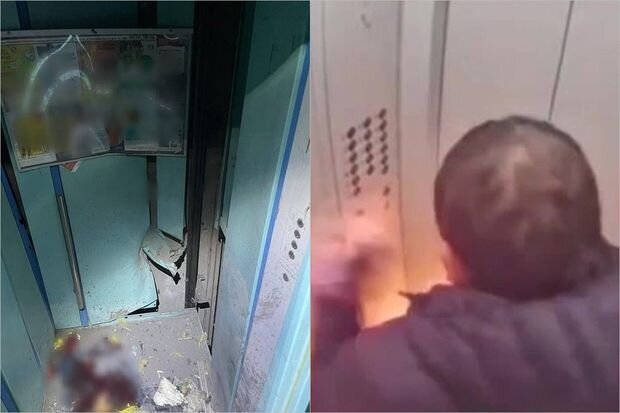 Təmir səsindən bezib qonşusunu liftdə partlatdı - VİDEO