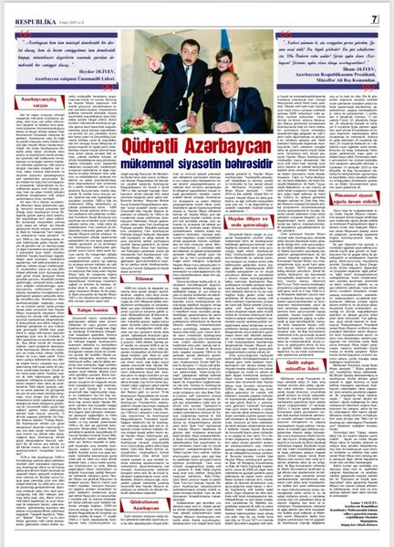 Ulu Öndər Heydər Əliyevin Azərbaycan və Azərbaycanlılar qarşısında xidmətləri misilsizdir...