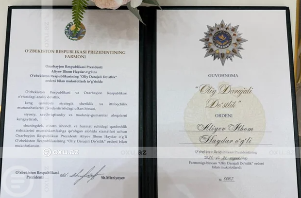 Şavkat Mirziyoyev "Heydər Əliyev" ordeni ilə təltif edilib - FOTO - VİDEO