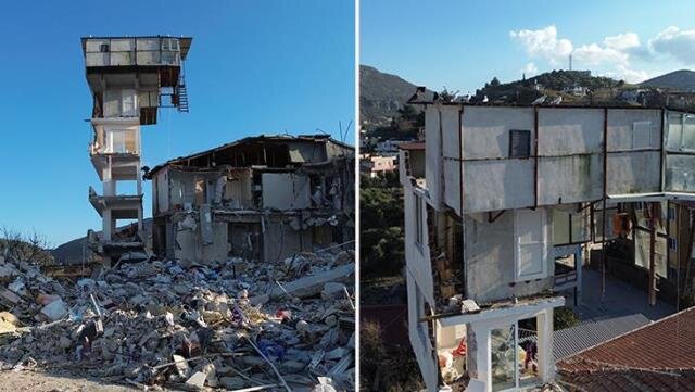 Hataydakı görüntü MAT QOYDU: Yalnız göyərçinlərin yuvası olan sütün dağılmadı - FOTO-VİDEO