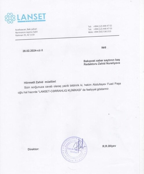 Diplomsuz cərrahın qanunsuz əməliyyatları - Klinika nazirliyi necə aldatdı? - FOTO