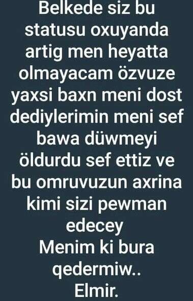 Azərbaycanda tələbə "WhatsApp"da status yazıb intihar etdi - FOTO