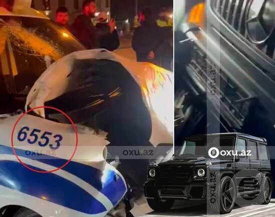 Bakıda "Gelandewagen" polis maşını ilə toqquşdu: Xəsarət alan var - YENİLƏNİB + VİDEO
