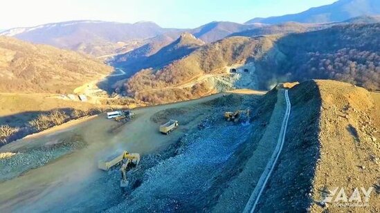 Əhmədbəyli-Füzuli-Şuşa avtomobil yolunun tikintisindən ən son görüntülər - FOTO