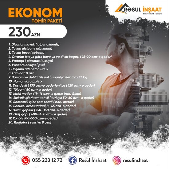 Rəsul İnşaat təmir-tikinti şirkəti sizlərə təqdim edir!