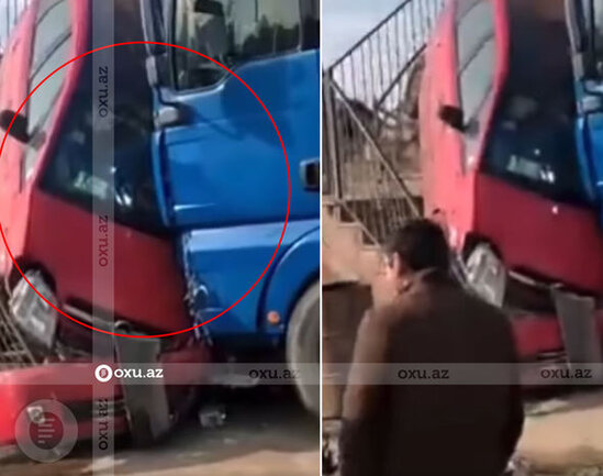 Abşeronda TIR ağır qəzaya səbəb oldu: Hadisə yerindən görüntülər - VİDEO