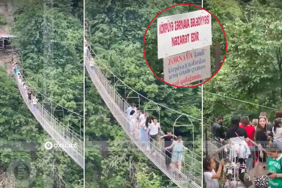 Azərbaycanda asma körpüdə qəsdən təhlükəli vəziyyət yaradılır - VİDEO