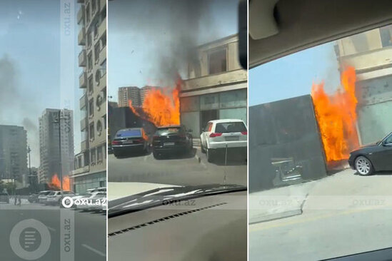 Bakıda güclü yanğın: Avtomobillər zərər gördü - YENİLƏNİB + VİDEO