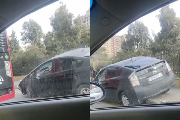 Bakıda "Prius" avtobusla toqquşub - VİDEO