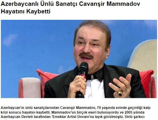 Türk mediası Cavanşir Məmmədovun ölümündən yazdı