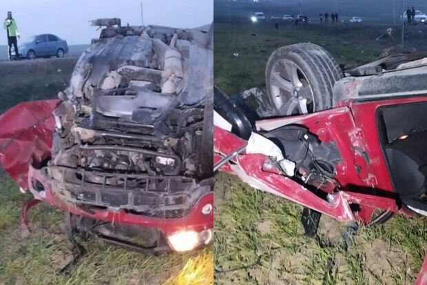 Şamaxıda BMW aşıb, bir ailənin üç üzvü həlak olub - FOTO