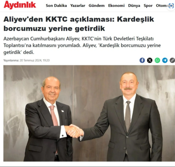 Türkiyə mediası İlham Əliyevin Şuşa mediaforumundakı çıxışını geniş işıqlandırıb