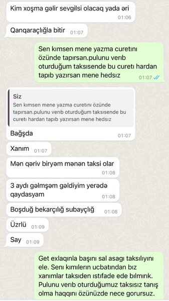 Bəzi taksi sürücülərinin xanım sərnişinlərə yazdığı qeyri-etik MESAJLAR - FOTO