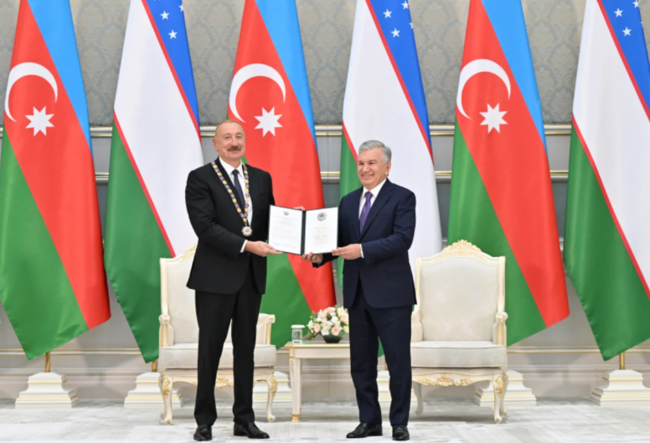Daşkənddə Azərbaycan və Özbəkistan prezidentlərinin təltifolunma mərasimi keçirilib - FOTO
