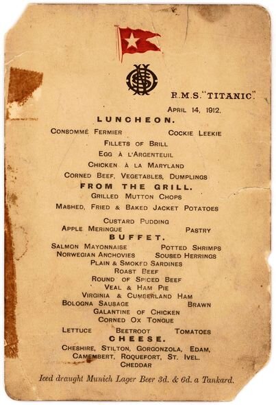 "Titanik"də şam yeməyi menyusu hərraca çıxarılacaq - FOTO