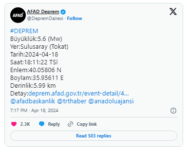 Türkiyədə güclü zəlzələ oldu - FOTO