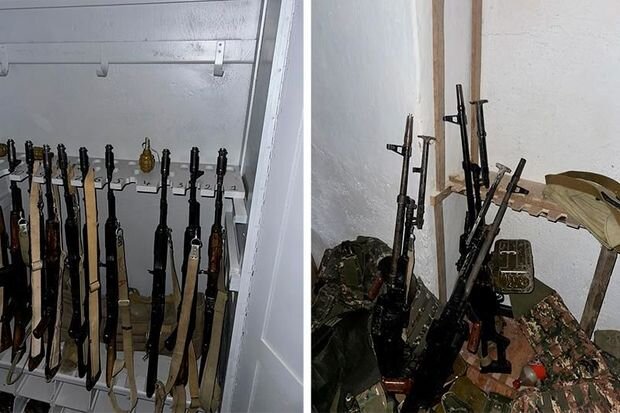 Xocalıda kitabxanadan çox sayda silah-sursat tapıldı - FOTO