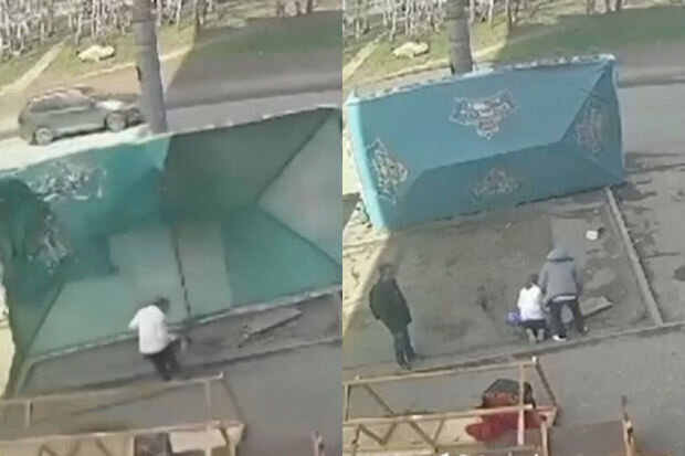Yaşlı qadın şiddətli küləyin qurbanına çevrilməkdən son anda xilas oldu - ANBAAN VİDEO