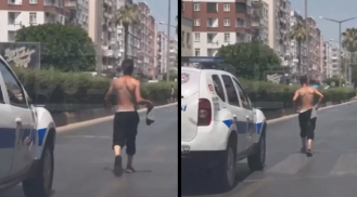 Özünü maşın zənn etdi, siqnal verdi: Polisdən güldürən xəbərdarlıq: "Sağa sür saxla" - Video